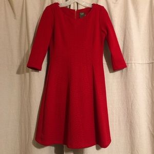 2 for 20 | Taylor Red Embossed Fit and Flare Dress